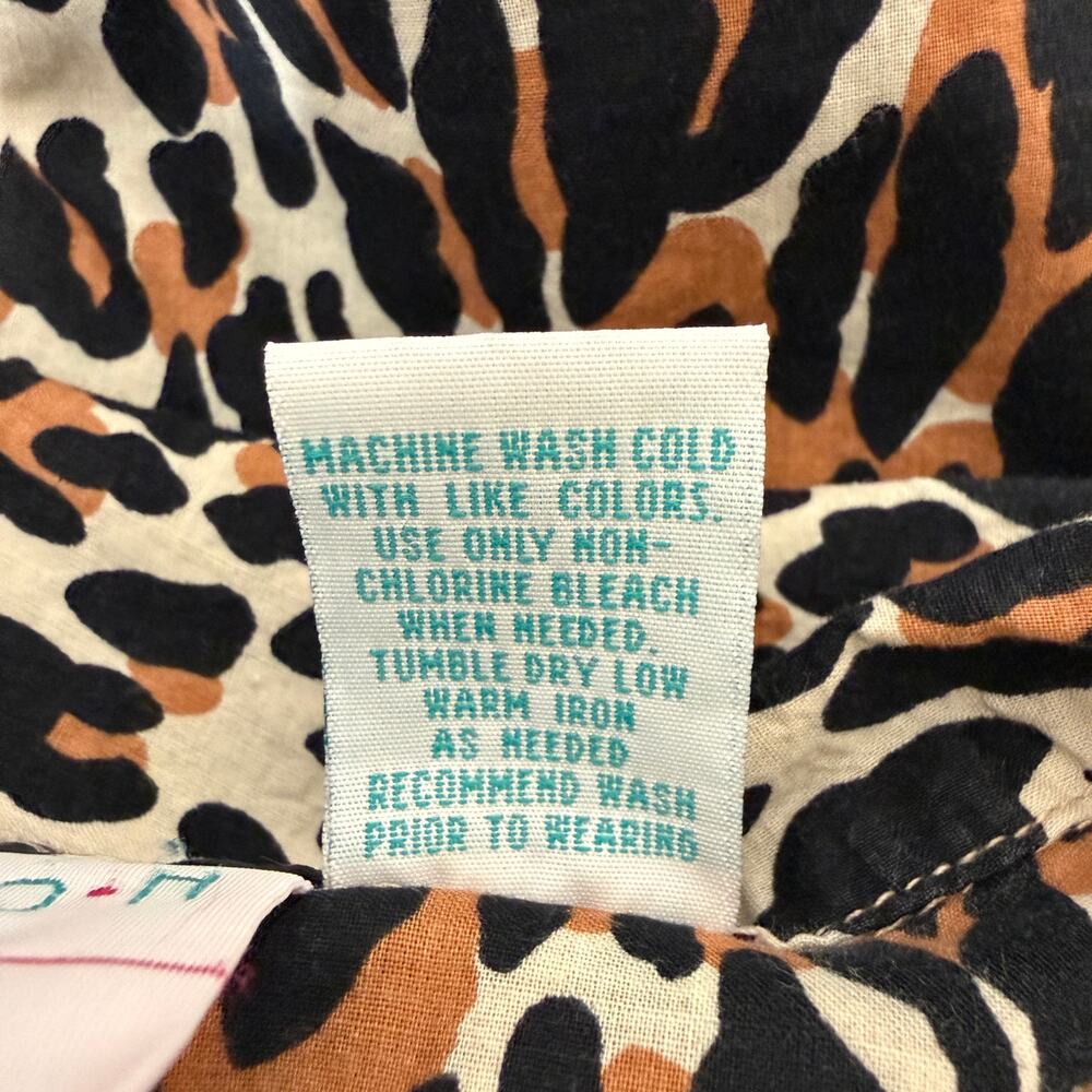 Allison Rhea 100% Cotton Pajama Set Leopard Print Button Top Pants Medium - Picture 5 of 13